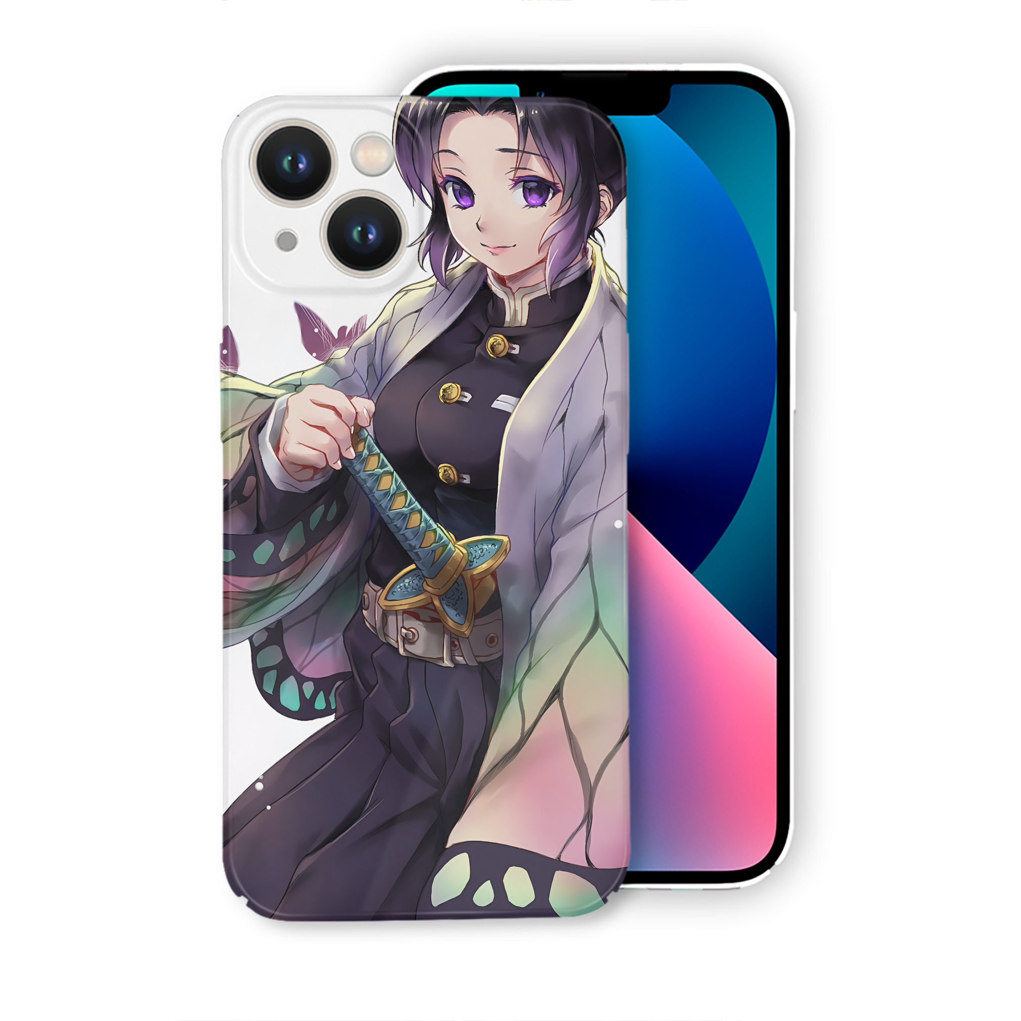 （画像用） 鬼滅の刃（きめつのやいば）蟲柱-胡蝶 しのぶ／こちょう しのぶ Kochou Shinobu 【iPhone 14シリーズ対応】ハードケース
